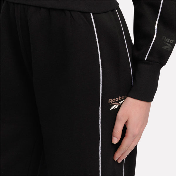 Metallic Logo Wide Leg Fleece Pants