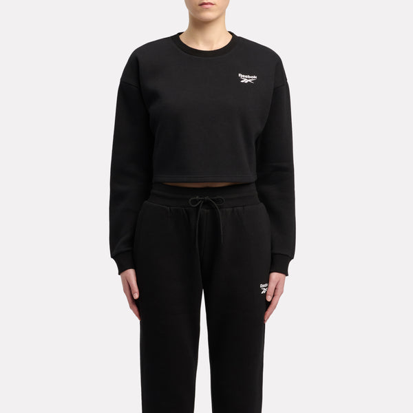 Reebok Identity Small Logo Cropped Fleece Crewneck Sweatshirt