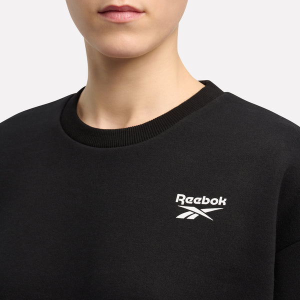 Reebok Identity Small Logo Cropped Fleece Crewneck Sweatshirt