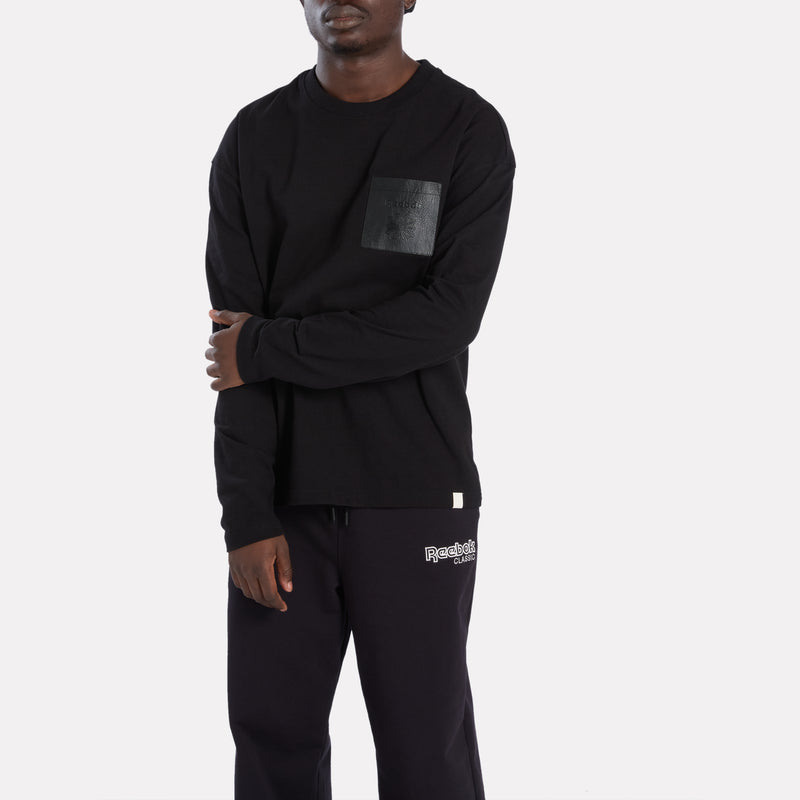 Long Sleeved Leather Pocket Tee