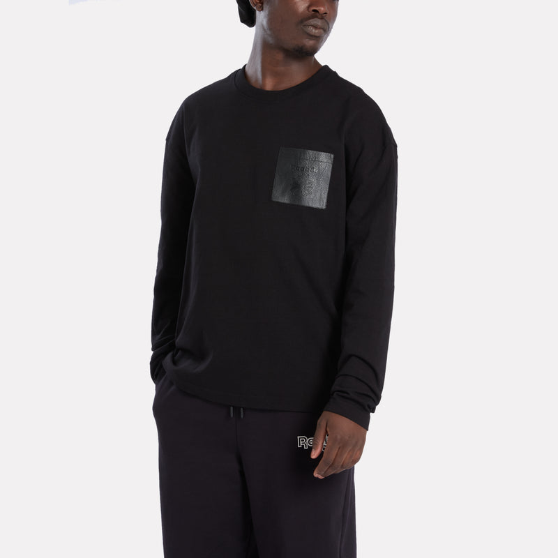Long Sleeved Leather Pocket Tee