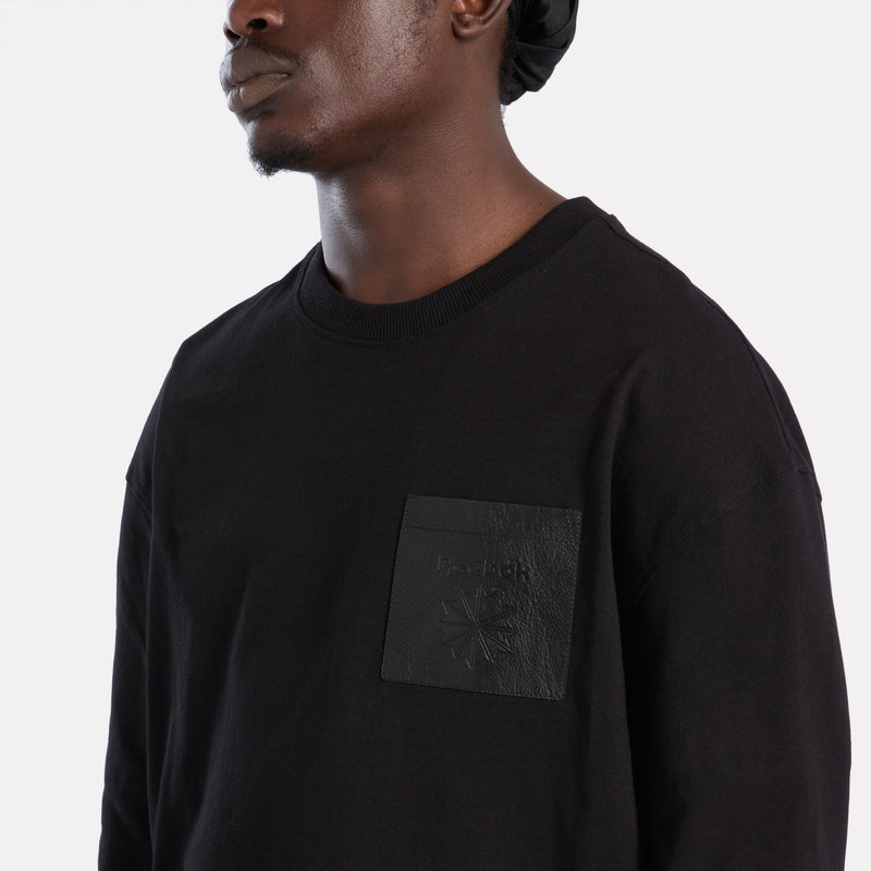 Long Sleeved Leather Pocket Tee