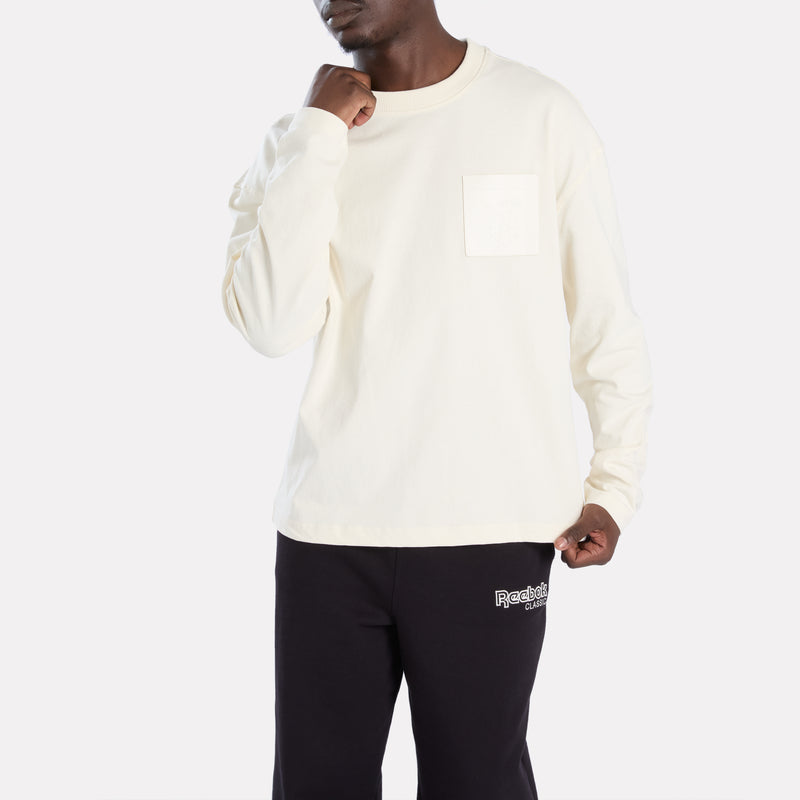 Long Sleeved Leather Pocket Tee