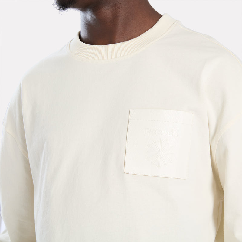 Long Sleeved Leather Pocket Tee