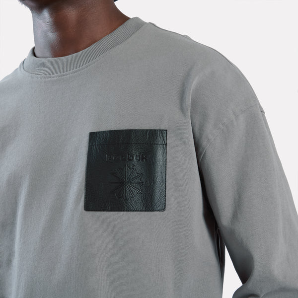 Long Sleeved Leather Pocket Tee